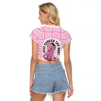 Give Cancer The Boot Pink Cowgirl Raglan Cropped T Shirt Hawaiian Paniolo Mixed Quilt Pattern Style LT9 - Polynesian Pride
