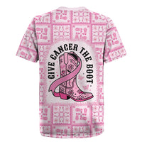 Give Cancer The Boot Pink Cowgirl Rugby Jersey Hawaiian Paniolo Mixed Quilt Pattern Style LT9 - Polynesian Pride