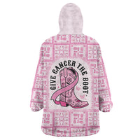 Give Cancer The Boot Pink Cowgirl Wearable Blanket Hoodie Hawaiian Paniolo Mixed Quilt Pattern Style LT9 - Polynesian Pride