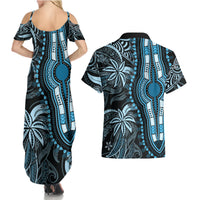 Polynesia Dashiki Couples Matching Summer Maxi Dress and Hawaiian Shirt Polynesia and Africa Traditional Special Together Blue LT9 - Polynesian Pride