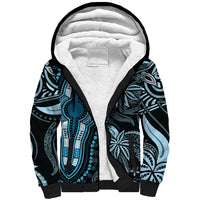 Polynesia Dashiki Sherpa Hoodie Polynesia and Africa Traditional Special Together Blue LT9 Unisex Blue - Polynesian Pride