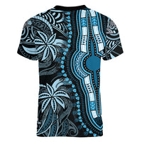 polynesia-dashiki-women-v-neck-t-shirt-polynesia-and-africa-traditional-special-together-blue