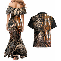 Polynesia Dashiki Couples Matching Mermaid Dress and Hawaiian Shirt Polynesia and Africa Traditional Special Together Gold LT9 - Polynesian Pride