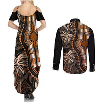 Polynesia Dashiki Couples Matching Summer Maxi Dress and Long Sleeve Button Shirts Polynesia and Africa Traditional Special Together Gold LT9 - Polynesian Pride