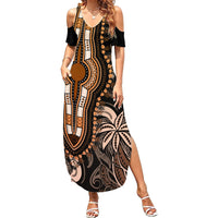 Polynesia Dashiki Summer Maxi Dress Polynesia and Africa Traditional Special Together Gold LT9 Women Gold - Polynesian Pride