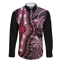 polynesia-dashiki-family-matching-off-shoulder-long-sleeve-dress-and-hawaiian-shirt-polynesia-and-africa-traditional-special-together-pink