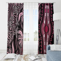 Polynesia Dashiki Window Curtain Polynesia and Africa Traditional Special Together Pink LT9 - Polynesian Pride