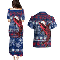 Samoa Manuia Le Kirisimasi Couples Matching Puletasi Dress and Hawaiian Shirt Samoan Fishing Tribal Pattern Christmas Vibe LT9 - Polynesian Pride