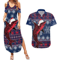 Samoa Manuia Le Kirisimasi Couples Matching Summer Maxi Dress and Hawaiian Shirt Samoan Fishing Tribal Pattern Christmas Vibe LT9 Red - Polynesian Pride