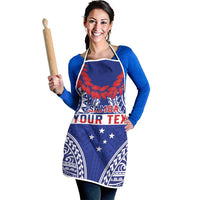 Personalised Toa Samoa Rugby Spirit Apron Blue Samoan Tribal Pattern - Polynesian Pride