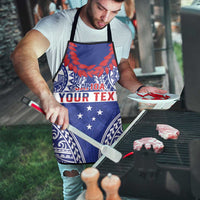 Personalised Toa Samoa Rugby Spirit Apron Blue Samoan Tribal Pattern - Polynesian Pride