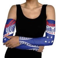 Personalised Toa Samoa Rugby Spirit Arm Sleeves Blue Samoan Tribal Pattern - Polynesian Pride