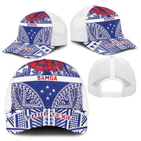 Personalised Toa Samoa Rugby Spirit Baseball Net Cap Blue Samoan Tribal Pattern - Polynesian Pride