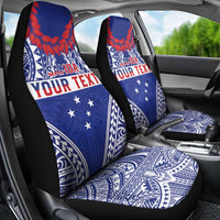 Personalised Toa Samoa Rugby Spirit Car Seat Cover Blue Samoan Tribal Pattern - Polynesian Pride