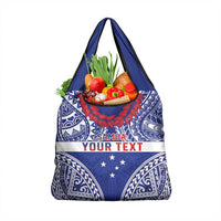 Personalised Toa Samoa Rugby Spirit Grocery Bag Blue Samoan Tribal Pattern - Polynesian Pride
