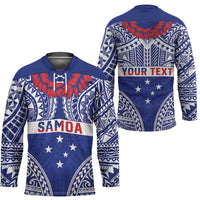 Personalised Toa Samoa Rugby Spirit Hockey Jersey Blue Samoan Tribal Pattern - Polynesian Pride