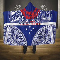 Personalised Toa Samoa Rugby Spirit Hooded Blanket Blue Samoan Tribal Pattern - Polynesian Pride