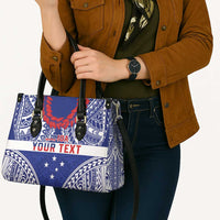 Personalised Toa Samoa Rugby Spirit Leather Bag Blue Samoan Tribal Pattern - Polynesian Pride