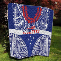 Personalised Toa Samoa Rugby Spirit Quilt Blue Samoan Tribal Pattern - Polynesian Pride
