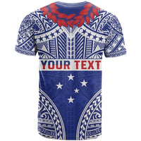 Personalised Toa Samoa Rugby Spirit T Shirt Blue Samoan Tribal Pattern - Polynesian Pride