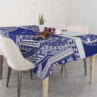 Personalised Toa Samoa Rugby Spirit Tablecloth Blue Samoan Tribal Pattern - Polynesian Pride