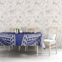 Personalised Toa Samoa Rugby Spirit Tablecloth Blue Samoan Tribal Pattern - Polynesian Pride