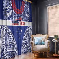 Personalised Toa Samoa Rugby Spirit Window Curtain Blue Samoan Tribal Pattern - Polynesian Pride