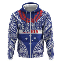 Personalised Toa Samoa Rugby Spirit Zip Hoodie Blue Samoan Tribal Pattern LT9 Zip Hoodie Blue - Polynesian Pride