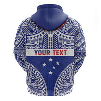 Personalised Toa Samoa Rugby Spirit Zip Hoodie Blue Samoan Tribal Pattern LT9 - Polynesian Pride