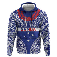 Personalised Toa Samoa Rugby Spirit Zip Hoodie Blue Samoan Tribal Pattern LT9 Pullover Hoodie Blue - Polynesian Pride