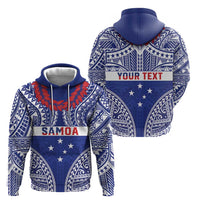 Personalised Toa Samoa Rugby Spirit Zip Hoodie Blue Samoan Tribal Pattern LT9 - Polynesian Pride