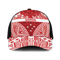Personalised Toa Samoa Rugby Spirit Baseball Net Cap Red Samoan Tribal Pattern - Polynesian Pride