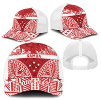 Personalised Toa Samoa Rugby Spirit Baseball Net Cap Red Samoan Tribal Pattern - Polynesian Pride