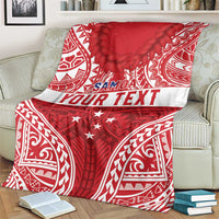 Personalised Toa Samoa Rugby Spirit Blanket Red Samoan Tribal Pattern - Polynesian Pride