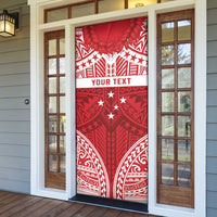 Personalised Toa Samoa Rugby Spirit Door Cover Red Samoan Tribal Pattern - Polynesian Pride