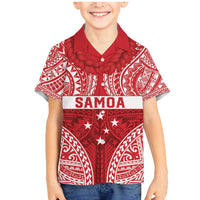Personalised Toa Samoa Rugby Spirit Family Matching Mermaid Dress and Hawaiian Shirt Red Samoan Tribal Pattern - Polynesian Pride