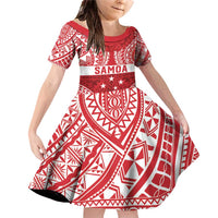Personalised Toa Samoa Rugby Spirit Family Matching Off Shoulder Short Dress and Hawaiian Shirt Red Samoan Tribal Pattern - Polynesian Pride