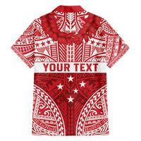 Personalised Toa Samoa Rugby Spirit Family Matching Off Shoulder Short Dress and Hawaiian Shirt Red Samoan Tribal Pattern - Polynesian Pride