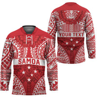 Personalised Toa Samoa Rugby Spirit Hockey Jersey Red Samoan Tribal Pattern LT9 - Polynesian Pride