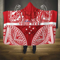 Personalised Toa Samoa Rugby Spirit Hooded Blanket Red Samoan Tribal Pattern - Polynesian Pride