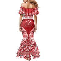 Personalised Toa Samoa Rugby Spirit Mermaid Dress Red Samoan Tribal Pattern - Polynesian Pride