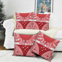 Personalised Toa Samoa Rugby Spirit Pillow Cover Red Samoan Tribal Pattern - Polynesian Pride