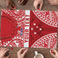 Personalised Toa Samoa Rugby Spirit Puzzle Red Samoan Tribal Pattern - Polynesian Pride
