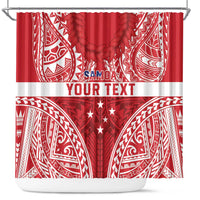 Personalised Toa Samoa Rugby Spirit Shower Curtain Red Samoan Tribal Pattern - Polynesian Pride