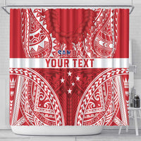 Personalised Toa Samoa Rugby Spirit Shower Curtain Red Samoan Tribal Pattern - Polynesian Pride