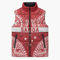 Personalised Toa Samoa Rugby Spirit Sleeveless Puffer Jacket Red Samoan Tribal Pattern - Polynesian Pride