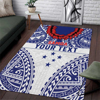 Personalised Toa Samoa Rugby Spirit Area Rug White Samoan Tribal Pattern - Polynesian Pride