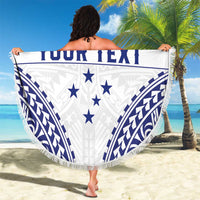 Personalised Toa Samoa Rugby Spirit Beach Blanket White Samoan Tribal Pattern - Polynesian Pride