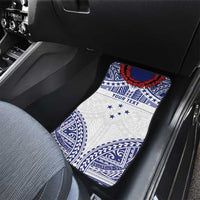 Personalised Toa Samoa Rugby Spirit Car Mats White Samoan Tribal Pattern - Polynesian Pride