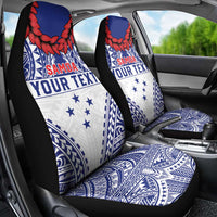 Personalised Toa Samoa Rugby Spirit Car Seat Cover White Samoan Tribal Pattern - Polynesian Pride